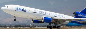 The Orbis Flying Eye plane takes off
