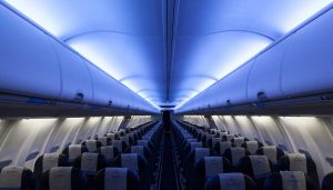 airplane interior blue lighting