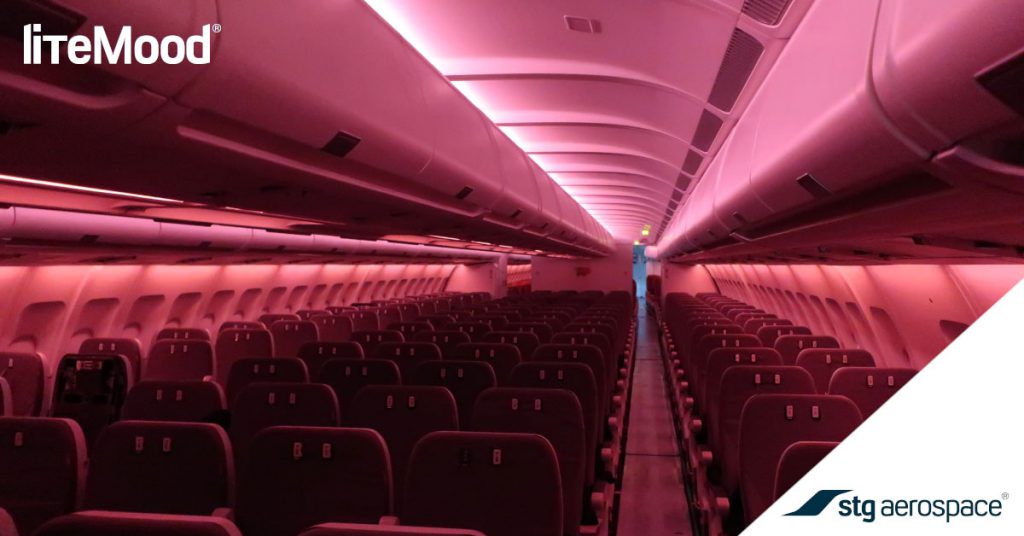 red lighting interior airplaine