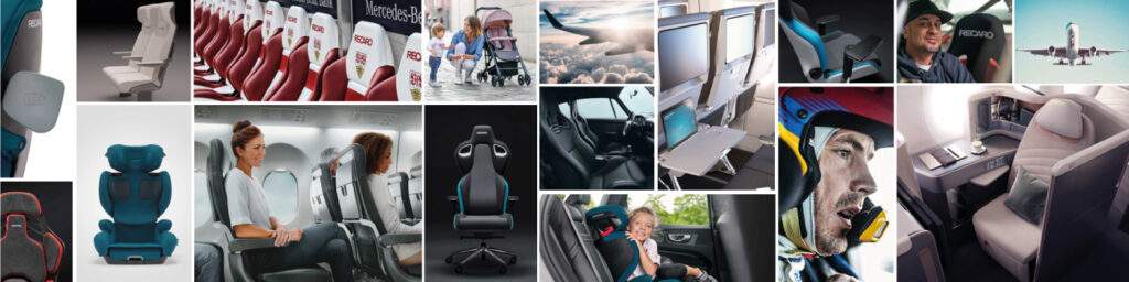 recaro seating banner planes, seats and people