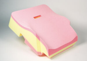 Celso pink and yellow seat foam cushioning
