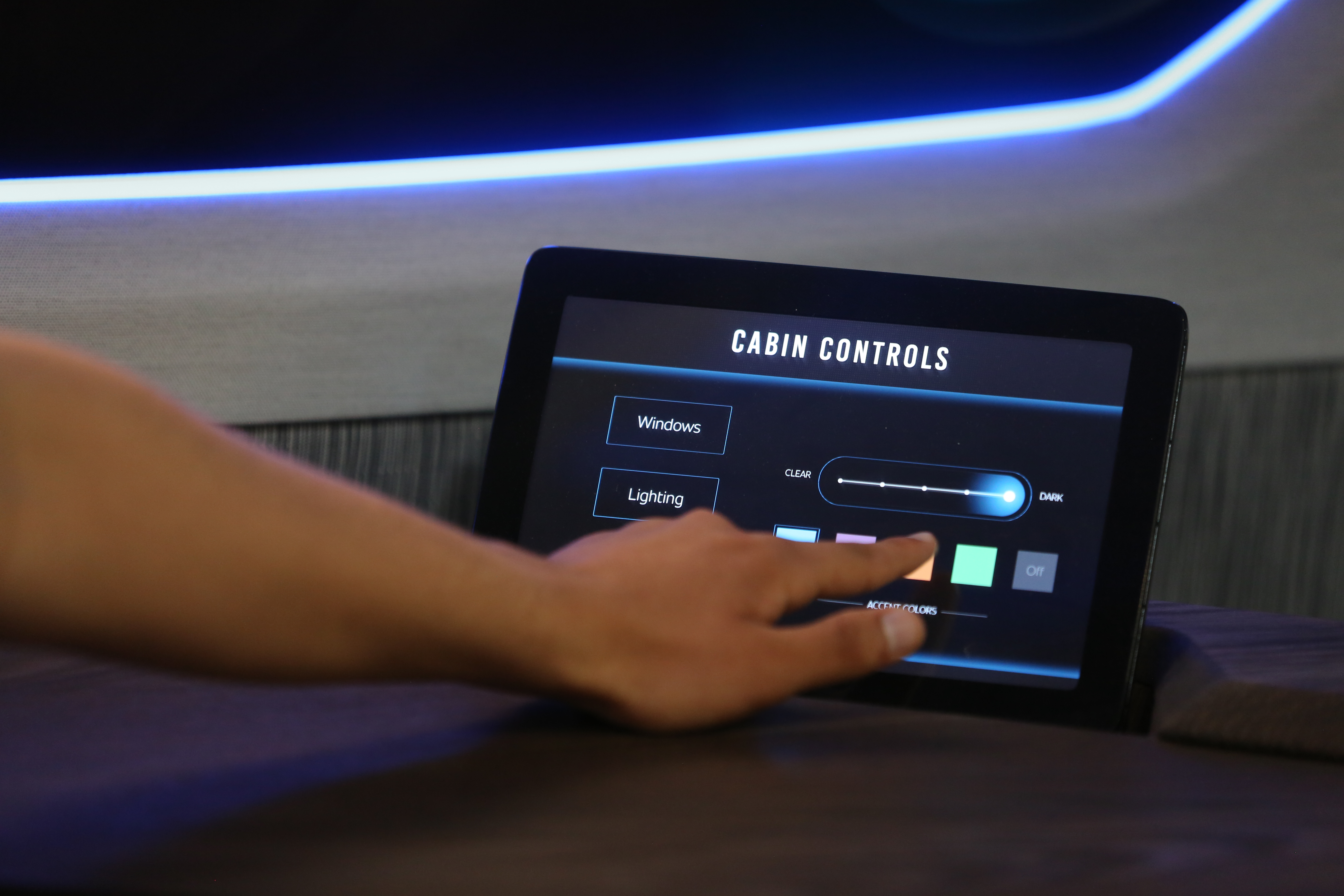 hand touching cabin control system